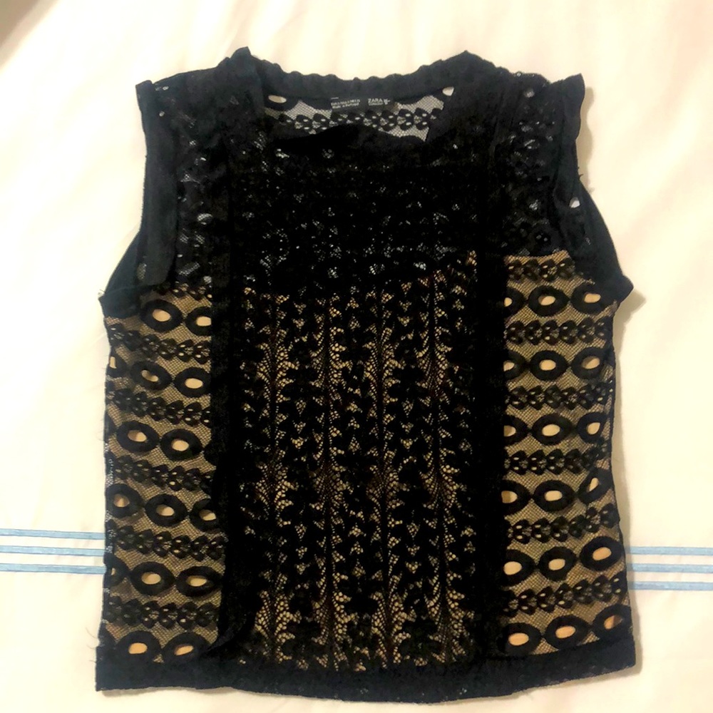 Zara black lace crop top